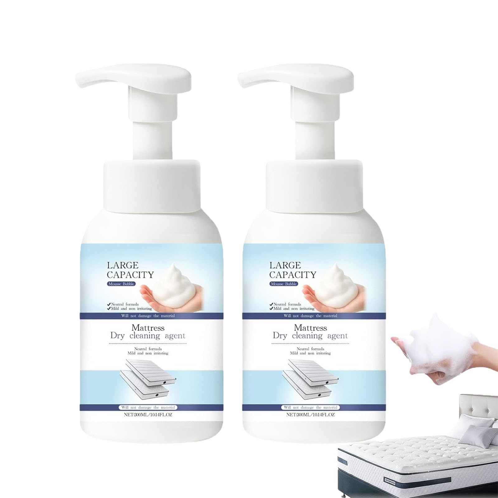 Mattress Cleaner and Stain Remover Powerful Mattress Dry Cleaning Foam No-Scrub Gentle Cleaner Spray for Bed Couch Carpet
