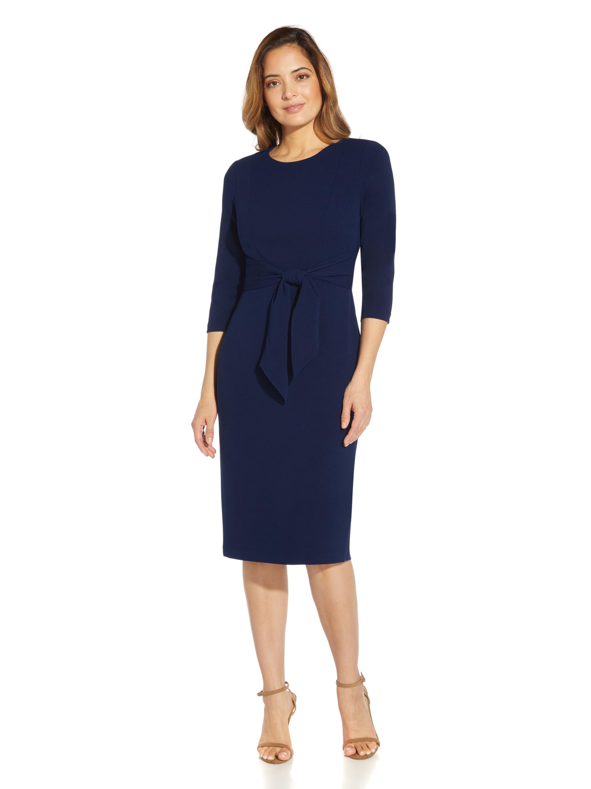 Adrianna Papell - Damen - Cocktailkleid - Knit Crepe Tie Waist Sheath - Edel, schlicht, Zeitlose Eleganz