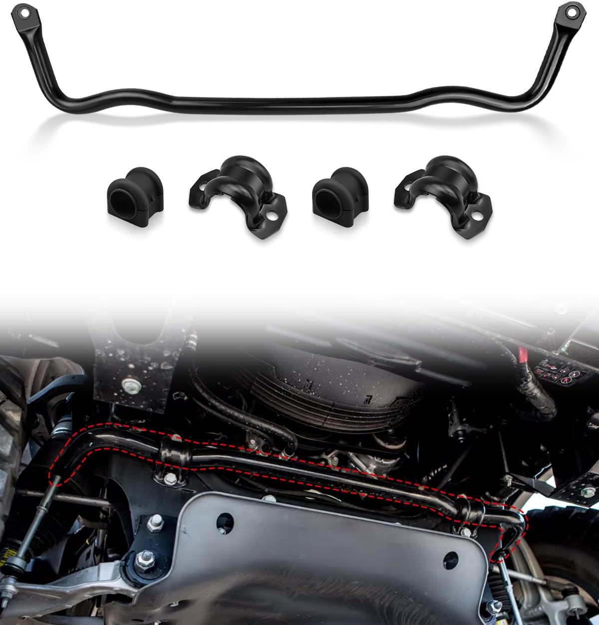 55398938AC Front Suspension Stabilizer Bar, Sway Bar Assembly With Bush Compatible with Dodge Ram 1500 2009-2010 Ram 1500 2011-2018 Ram 1500 Classic 4WD 2019-2022