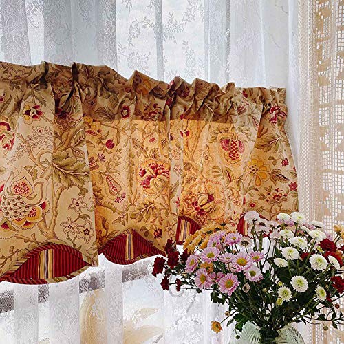 Kitchen Curtains Cortinas De Media Altura De Cocina 132 × 48 Cm, Estilo Rural Americano para Cortinas De Café, Mezcla De Hilo Y Algodón, Estilo Flor Linda Cover