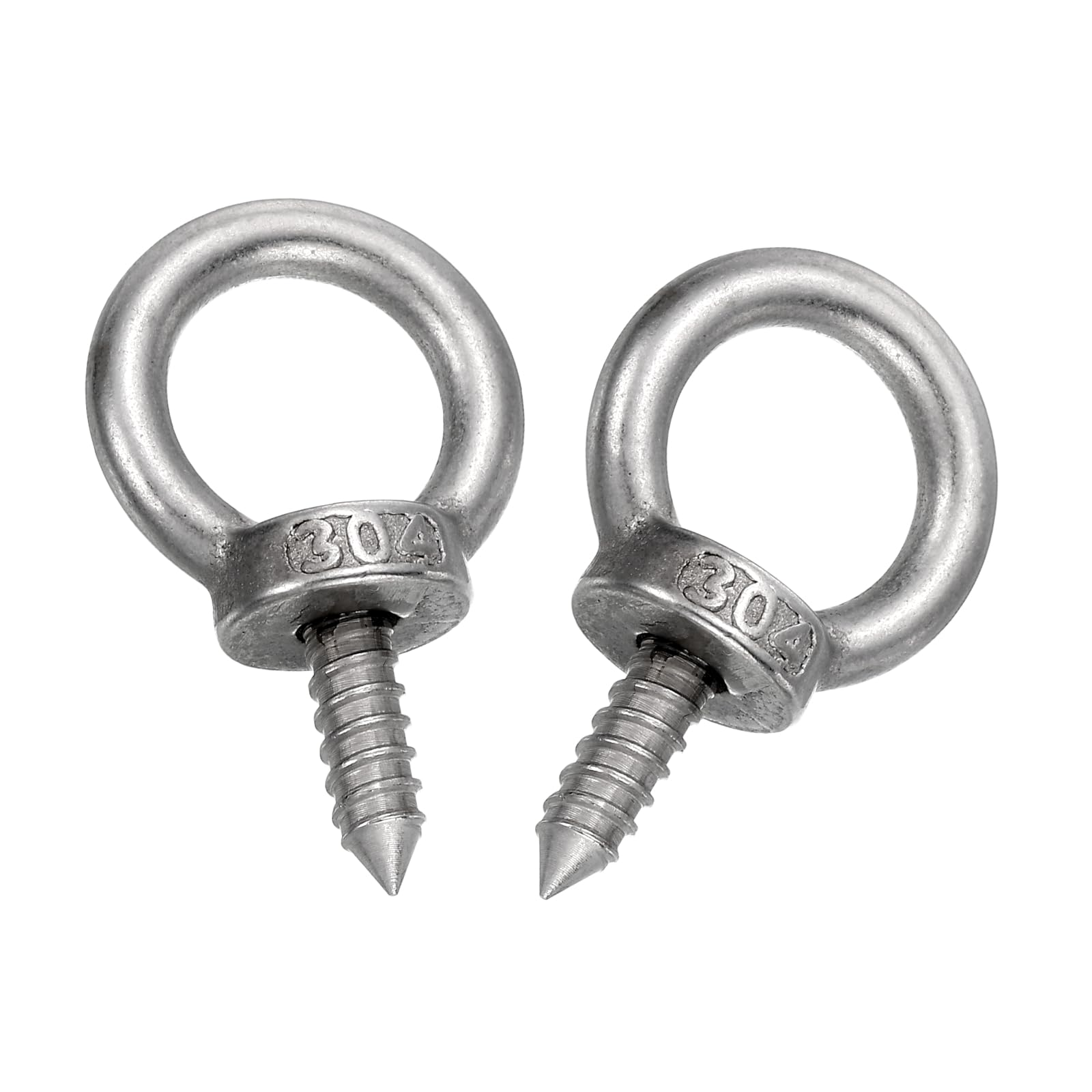 sourcing map M6x16mm Eye Hooks 1.7x1.1x1.1 Inch 304 Stainless Steel Eye Bolts Hammock Hooks for Screw Eyes Hanging Swing, Yoga Hammock Stand, Pack of 2 — image 1