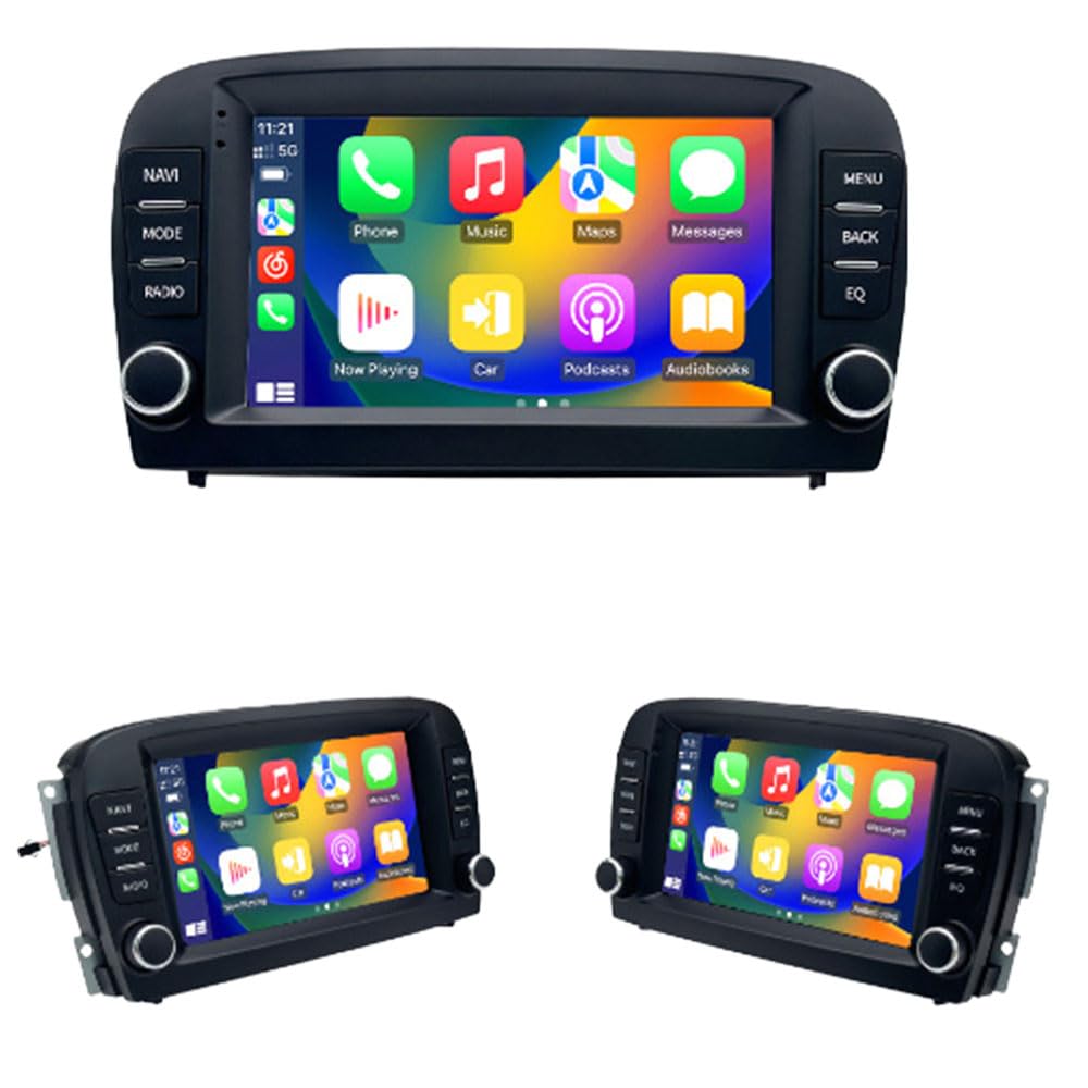 7" Android Auto GPS Radio Navigator Carplay Replacement for Mercedes-Benz SL R129 R230 SL55AMG SL63AMG SL65AMG SL280 SL300 SL350 SL500 SL600 2001/09-2012/12+Rückfahrkamera