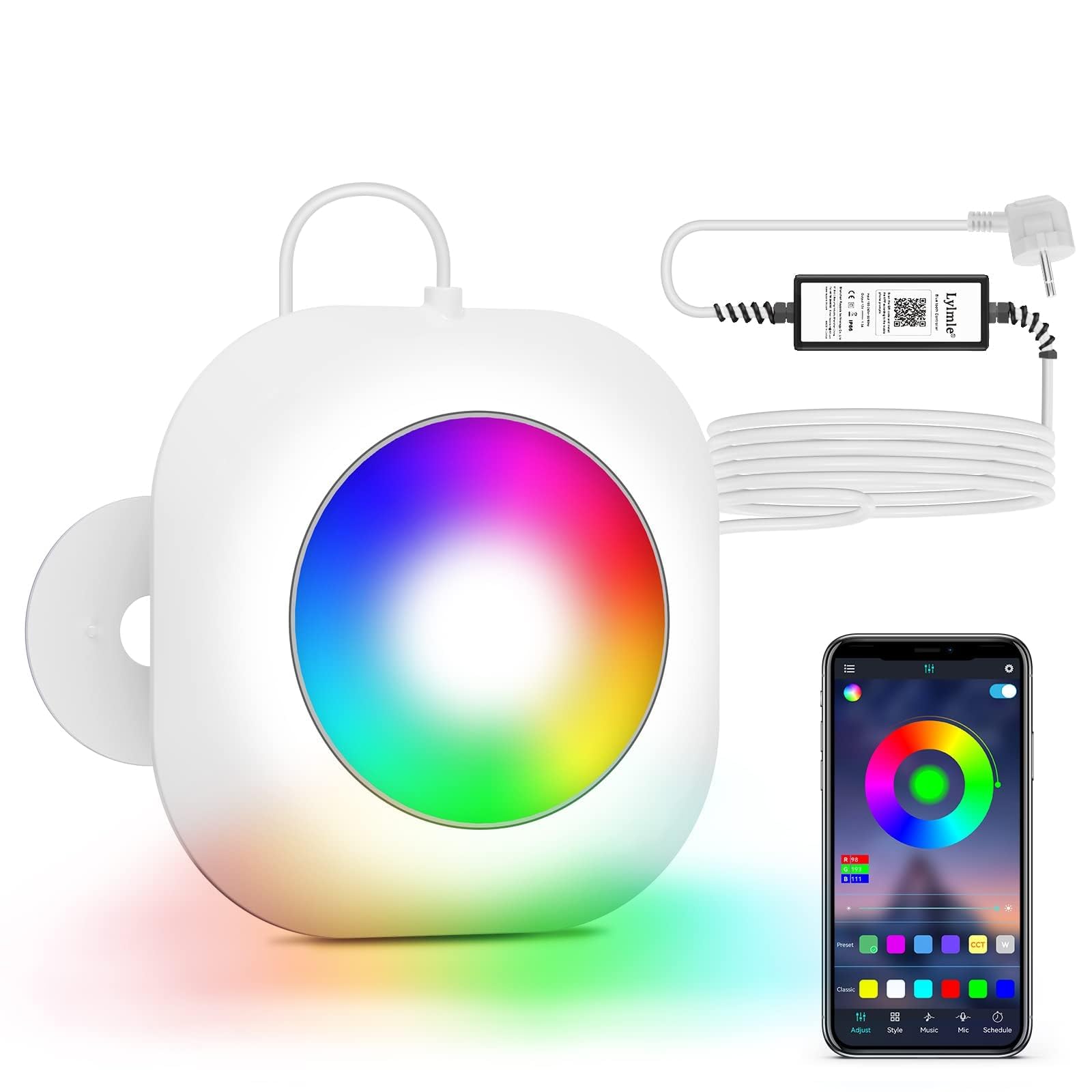 LyLmLe 20W LED Pool Lichter, 12V Smart Farbe Wechselnde Unterwasserleuchten mit APP-Steuerung, Dimmbar, Timer Zeitplan, IP68 Magnetic Pool Poolbeleuchtung mit 8m Kabel für Aufstellpools Einbaupools