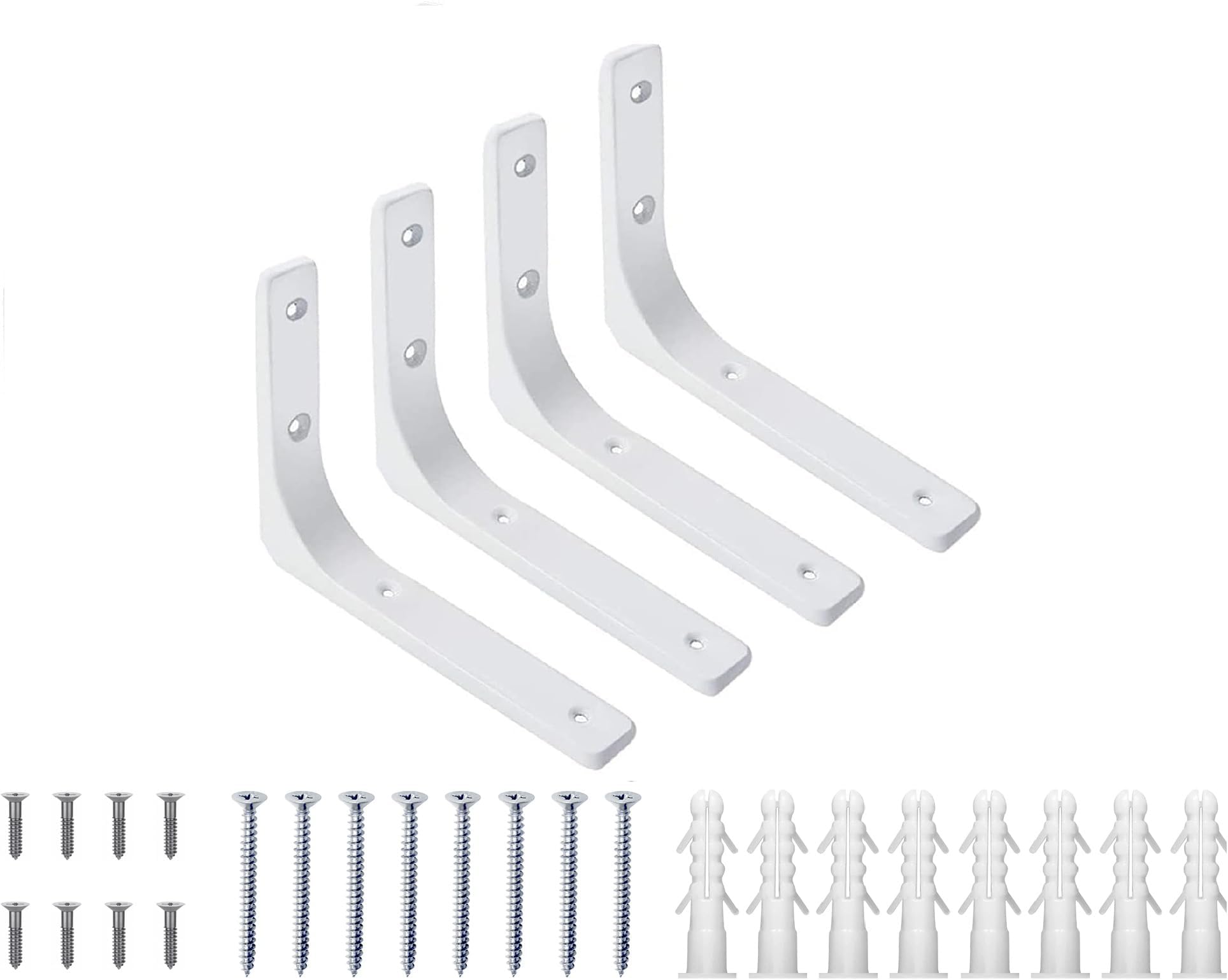 JOI WORLD Shelf Brackets White 4 Pcs 6 Inch Premium Right Angle Corner