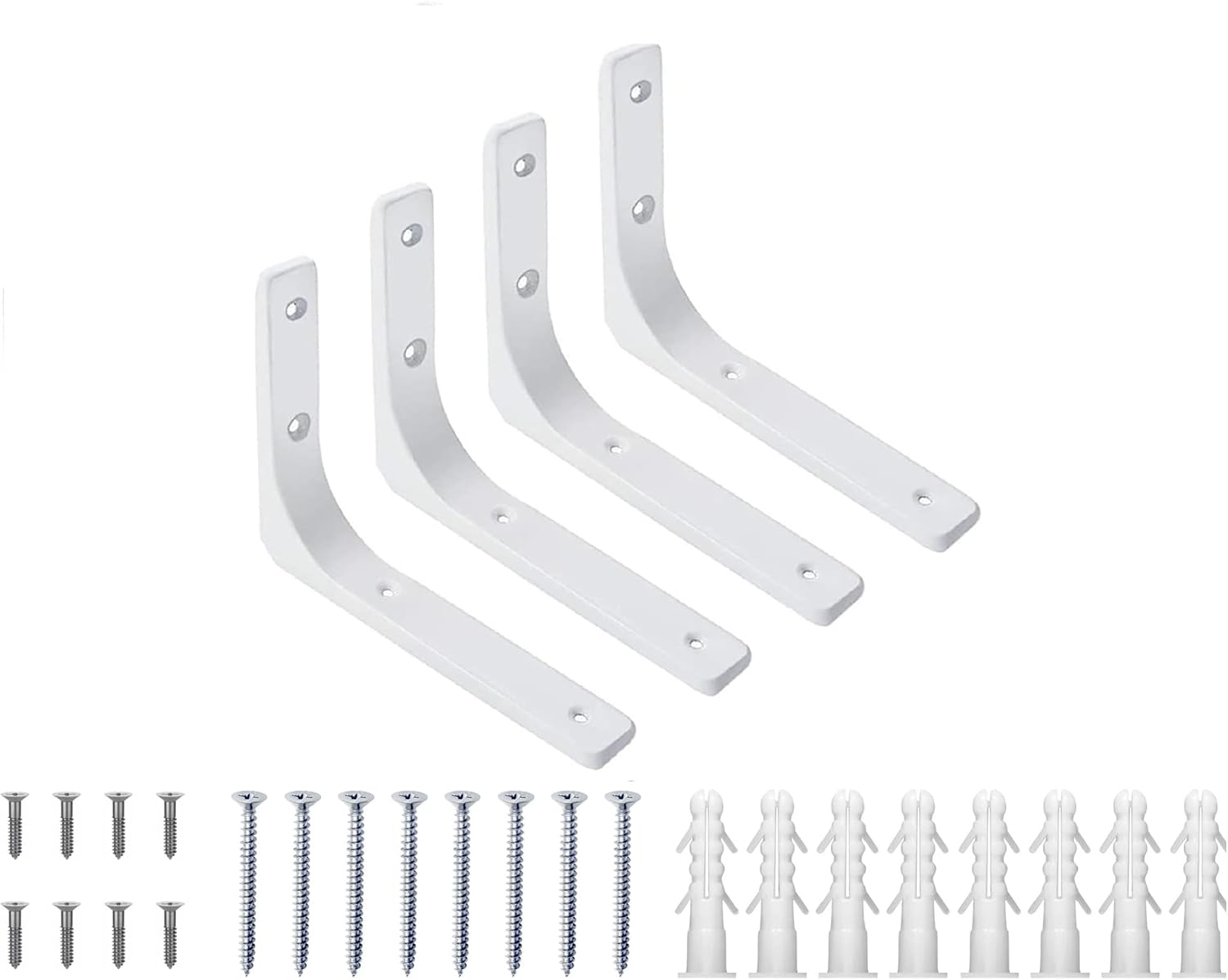 JOI WORLD Shelf Brackets White 4 Pcs 8 Inch Premium Right Angle Corner
