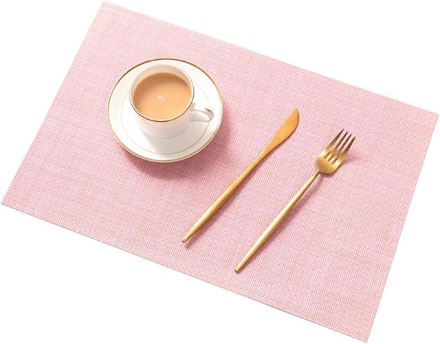 AJINGE Table Mats (Set of 6), Non-slip Heat Resistant Heat Insulation Dining Placemats Washable Quick Drying Decorative Placemat for Kitchen and Dining Room,Pink