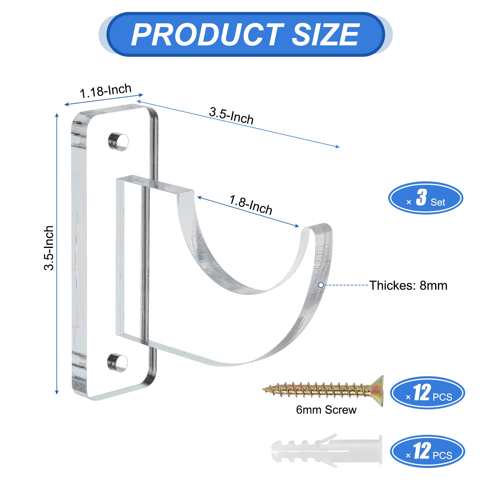 uxcell Soporte de pared para espada, 3 juegos de acrílico para exhibición de sable de luz, soporte de espada para montaje en pared, soporte de pared para espada de sable de luz, transparente