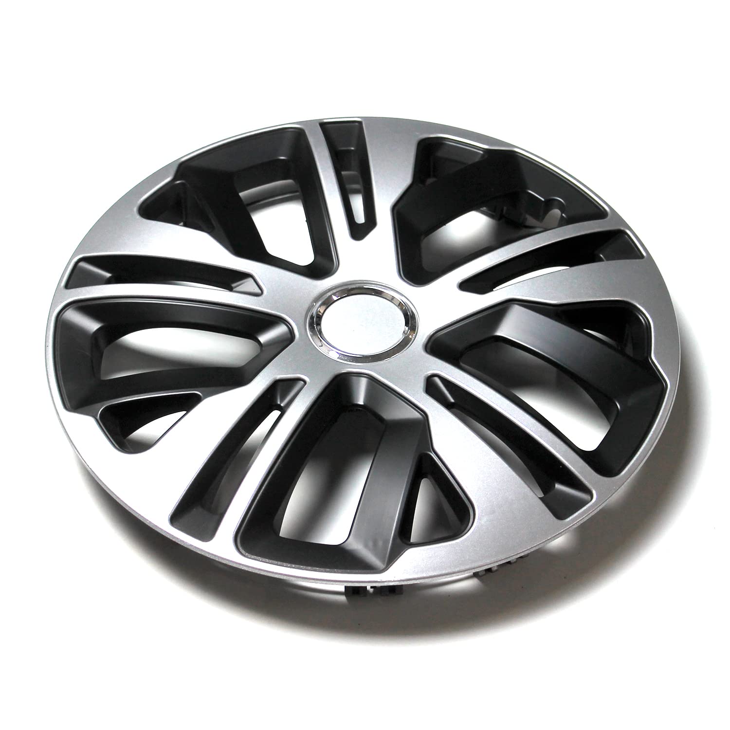 Set 4 Copricerchi 14" Pollici Borchie Nero Argento Misto Coprimozzo Modello RAVENMIX