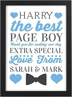 Page Boy, Usher Present - Personalised Page Boy, Usher, Best Man Bow Tie Print Gift - Thank You Presents for Page Boy, Wedding Party Favours - A5, A4, A3 Prints and Frames