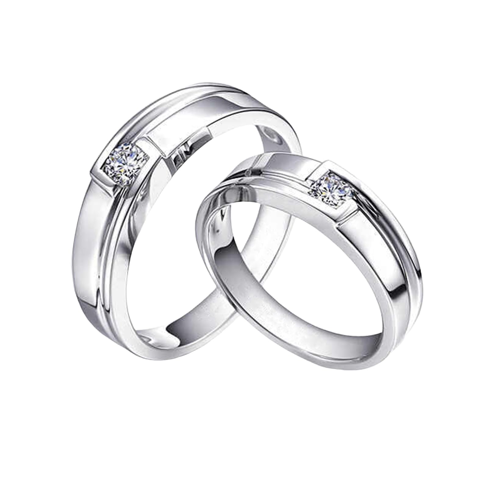 Anillo de boda de platino 950, alianzas de oro real con diamante de 0,15 quilates, pulido, 4,8 mm, anillos de boda para hombres, talla 52 (16,6)