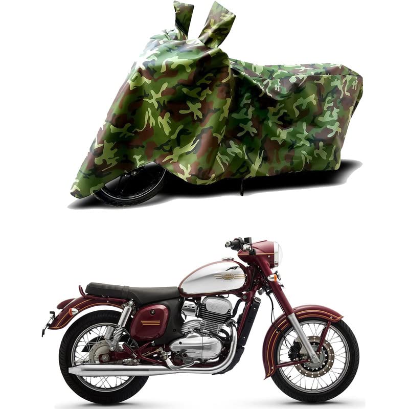 Image of 100% Water Resistant Bike Scooty Two Wheeler Body Cover Compatible for Jawa Dual Channel BS6 /UV-Rays /Heat Protection /Birds Dropping /Scratchproof /Dust Proof /Waterproof /All Varient[Green MJ]