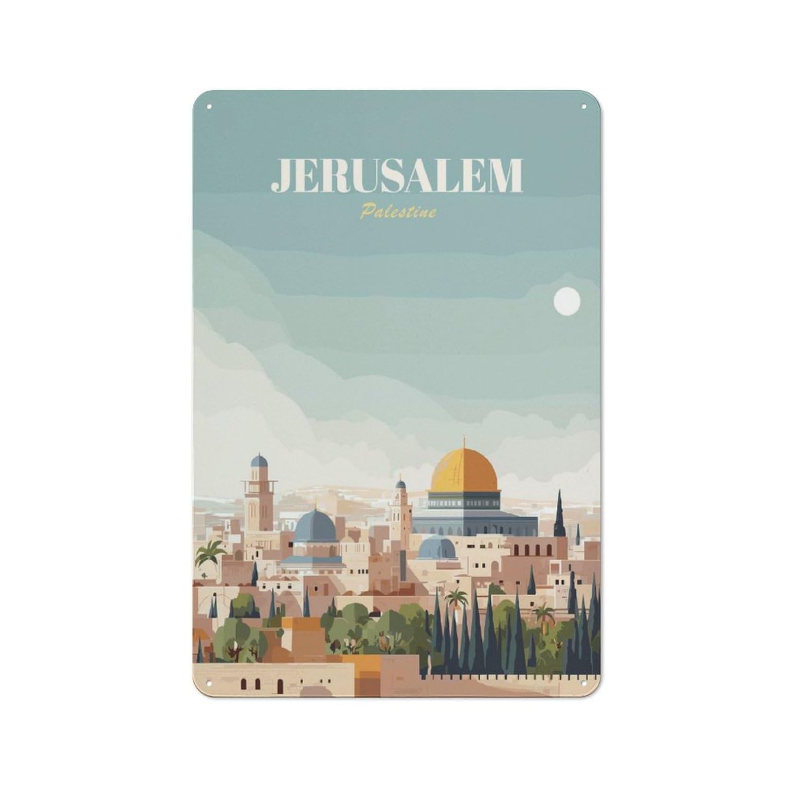 Junmoney Style-21 Jerusalem, Palestine Travel (2) Garden Room Metal Sign 30X20cm, Vintage Shed Wall Decor For Conservatory, Home Bar Or Utility Room