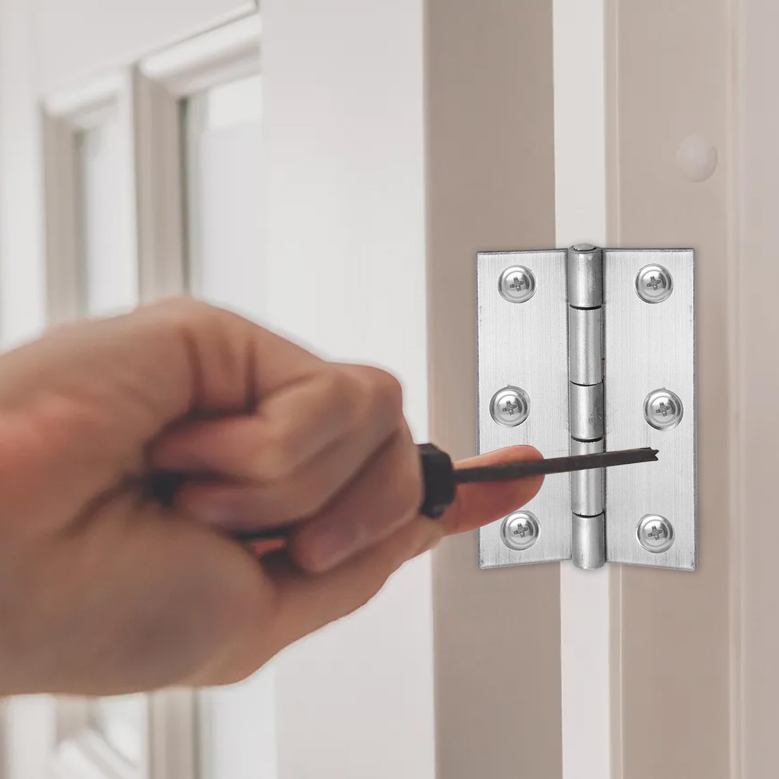 10 Cerniere per Porte in acciaio inox, Cerniere per Legno pieghevoli in metallo, con vite per interni ed esterni, porte, finestre, armadi, 7,5x5x0,15 cm