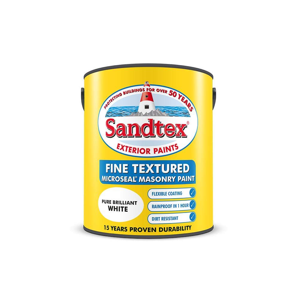 Sandtex Fine Textured Masonry Paint Matt - Brilliant White - 10L