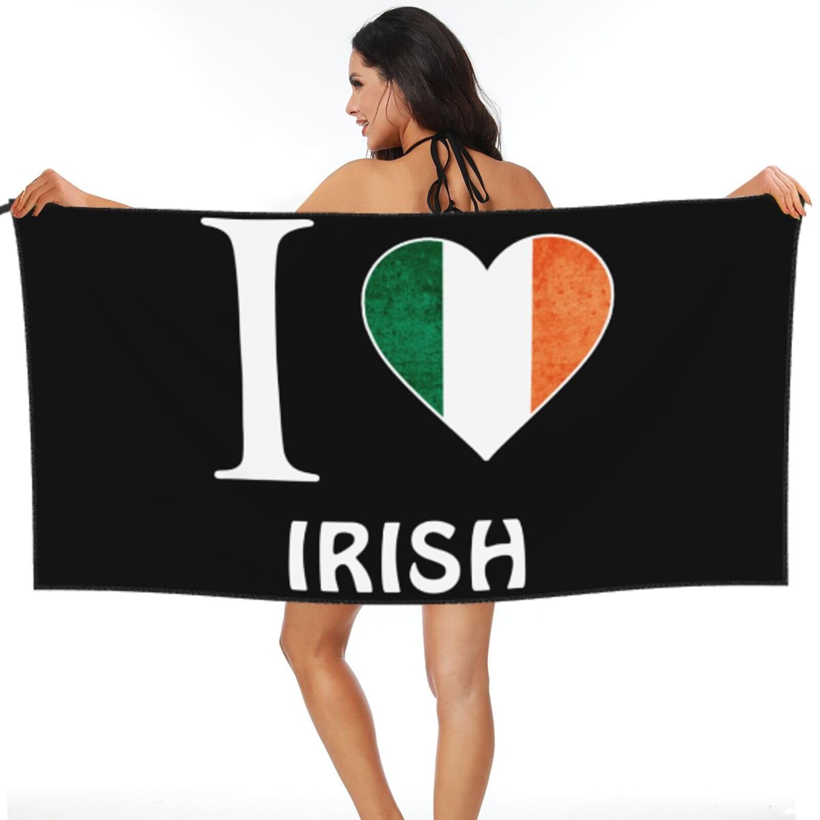 Serviette de plage légère J'adore L'Irlande pour voyage et camping