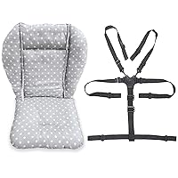 Vista 9 de twoworld Cojín de asiento para silla alta para bebé, resistente y correas para silla alta (arnés de 5 puntos), 1 traje (animal azul)