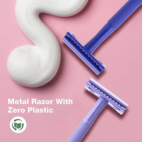 Miniatura 8 de Kinghood Maquinilla de afeitar de seguridad de doble filo, maquinilla de afeitar de una sola hoja con 10 cuchillas de acero inoxidable, maquinilla