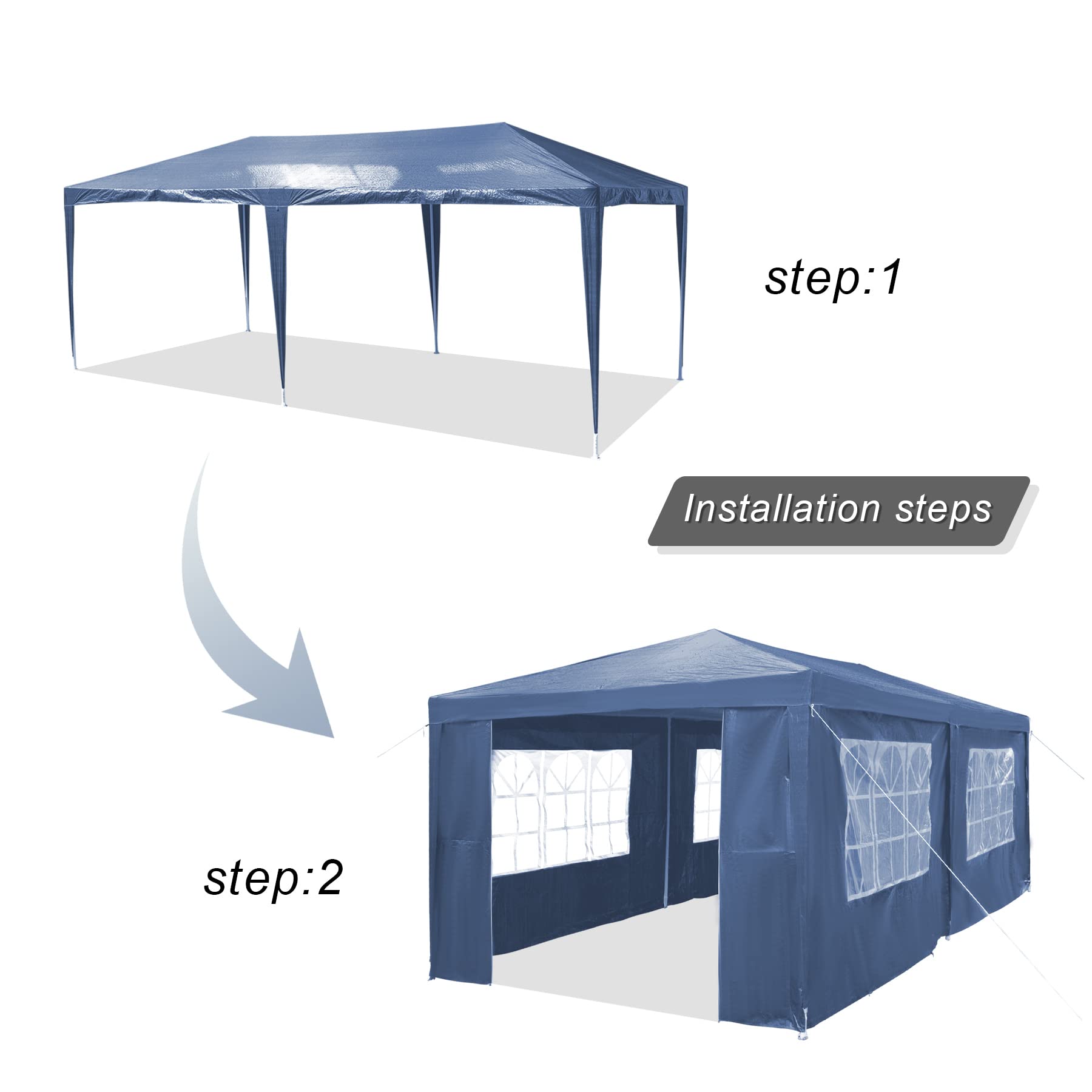 Gazebo, 3x6m Gazebo with sides, Waterproof Party Tent Marquee Awning with Powder Coated Steel Frame perfect for Parties, Birthday, Wedding, Picnics, Carport (Blue)