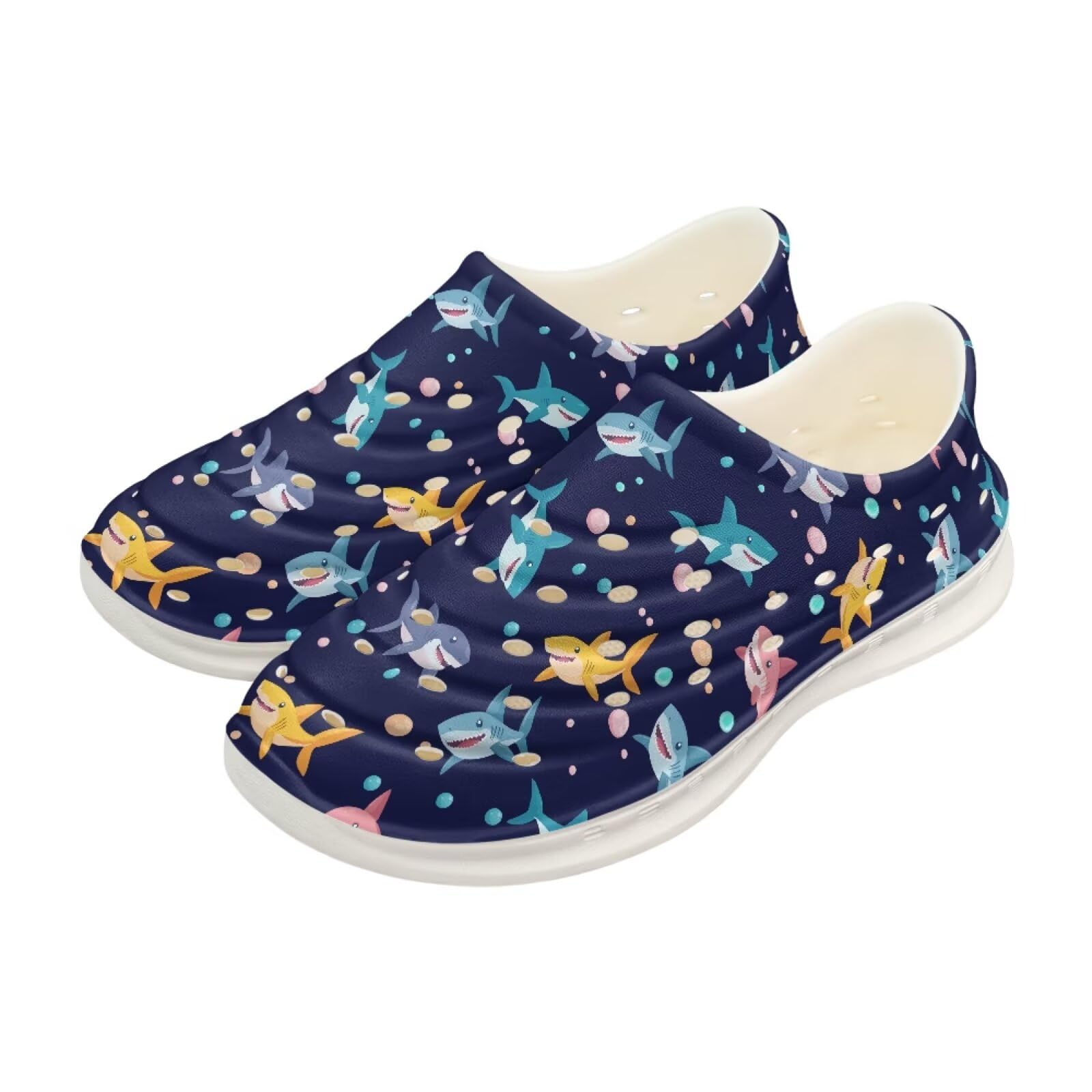 Pointodoor Boys Colorful Shark Sandals Kids Slip on Sneakers Lightweight Quick Dry Water Shoes Pool Swim Beach Sandals Indoor Outdoor Clogs