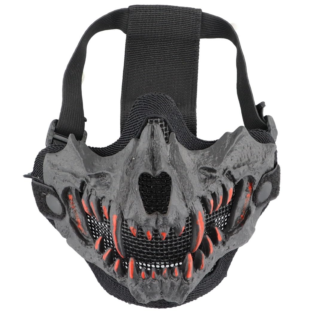 Airsoft Tactical Mask, Half Face Protective Mask with Adjustable Bands for, Cosplay, and Cs Games