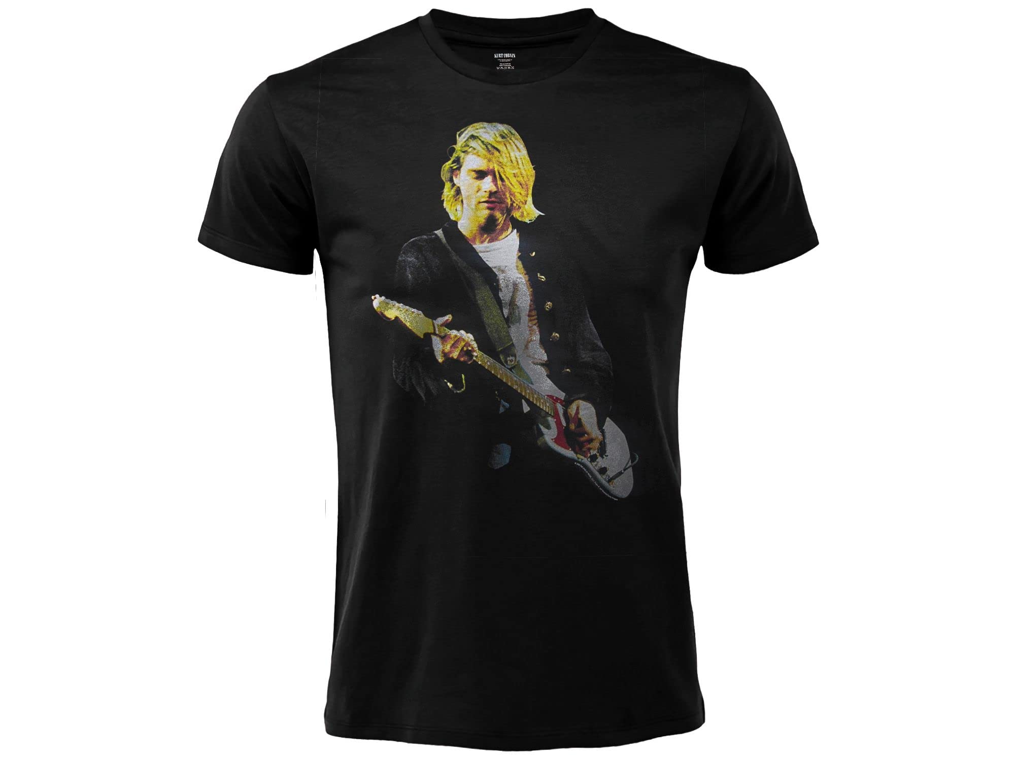 Merch Traffic Unisex Black Kurt Cobain T-Shirt Music Rock Nirvana Official Cotton Adult Boy, Xl