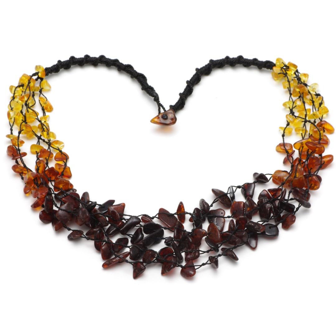 Collana da donna in ambra baltica cruda – Collana con perle naturali fatte a mano, gioiello in vera pietra, regalo per donne e mamme – Baltic Secret