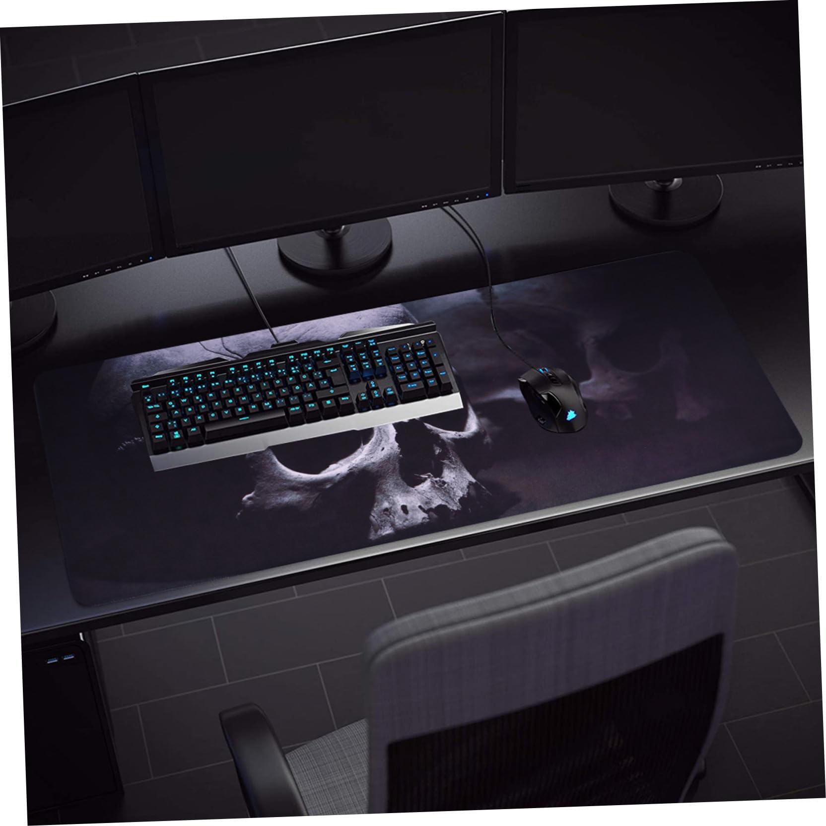 Tappetino per Mouse Extra Large Motivo Teschio Halloween, Base in Gomma Antiscivolo per Ufficio e Gaming, Superficie Liscia per Precisione e Comfort alla Scrivania