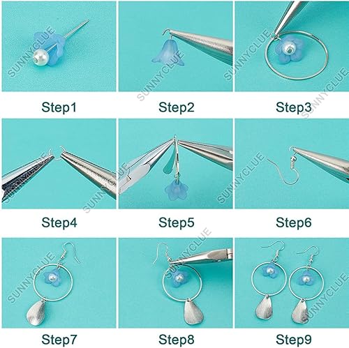 Miniatura 32 de SUNNYCLUE 1 caja de 10 pares de dijes acrílicos de flores florales 3D, kit de fabricación de aretes de lirio de cala para hacer joyas, iniciadores