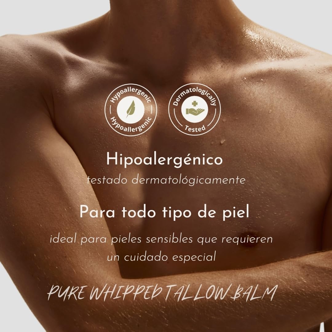 Bálsamo Hipoalergénico Pure Unscented Tallow 120 ml, bálsamo hidratante natural con sebo de vacuno grass‑fed para piel sensible y alérgica