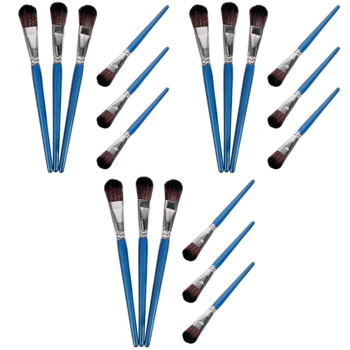 Tofficu 3 Juegos Kinder Dibujar Póster Pintura En Miniatura Brillo Paleta Hacer Cepillo De Pintura Portátil De Acuarela Pinceles para Acrílica De Madera 6 Piezas * 3