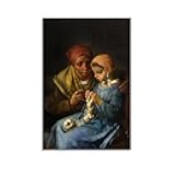 Jean Francois Millet Prints Wall Art Paintings Poster The Knitting Lesson Canvas Wall Art Decorative Bedroom Modern Home Print Picture Artworkss Unframe 12x18inch(30x45cm)