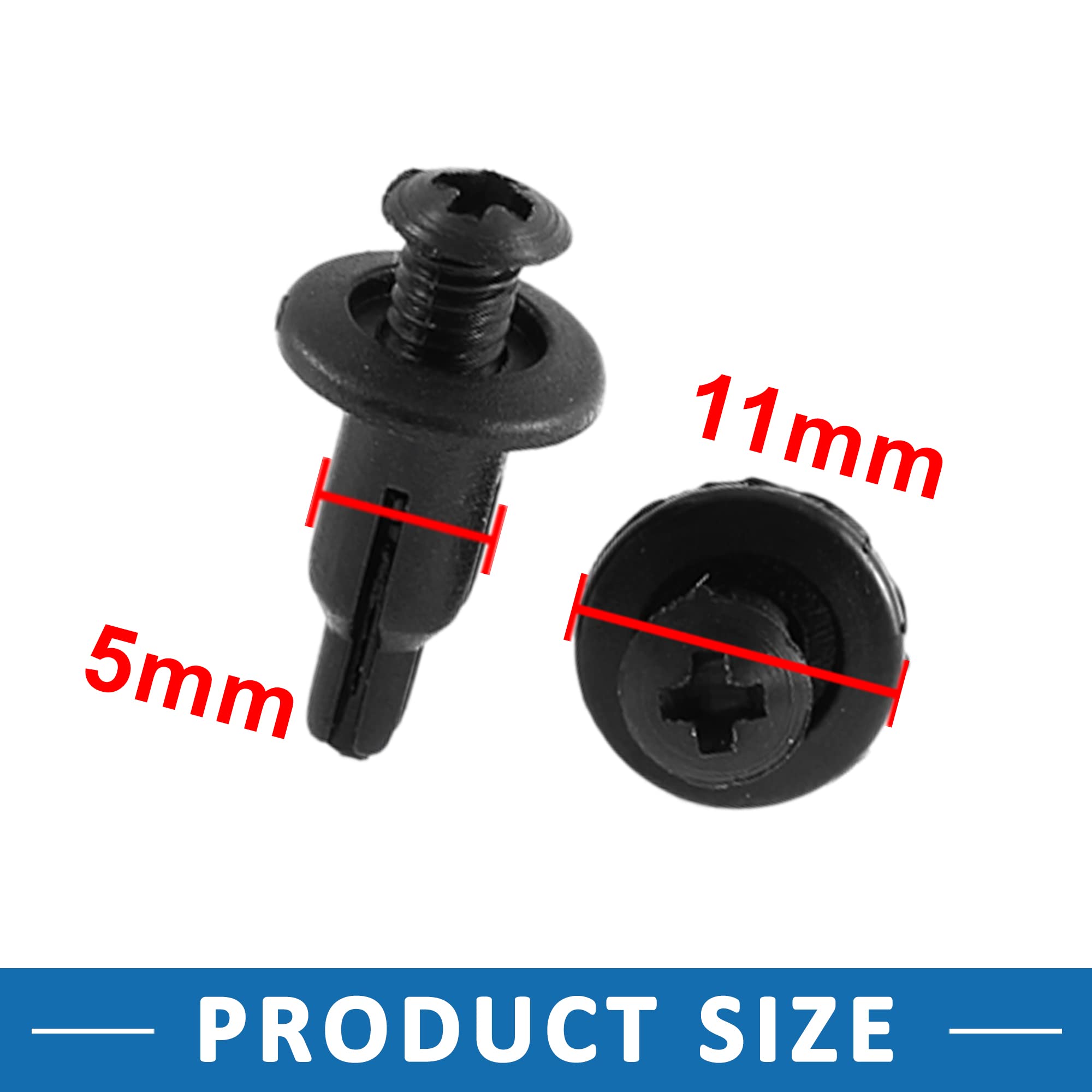 Set Di 50 Clip Di Fissaggio In Plastica Nera Per Auto - Diametro 5 Mm, Per Paraurti E Pannelli - Foto 7