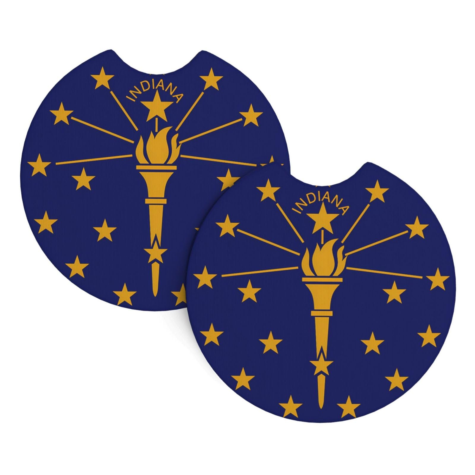 Indiana State Flag Car Interior Cup Holder Pad 2 PCS Car Coasters Scratch-resistant Odorless for Most Cars