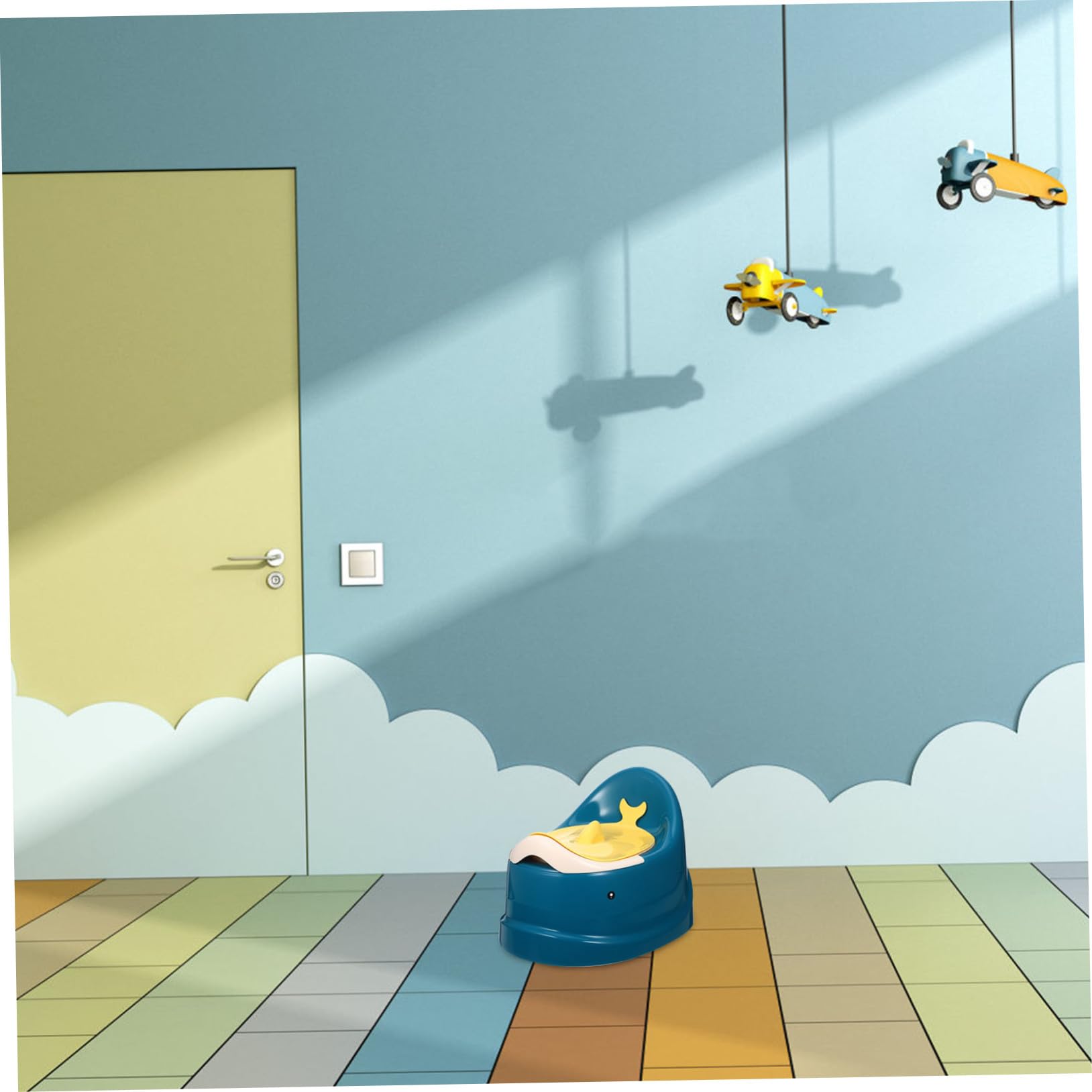 Asiento de Inodoro para Niños Que Entrena el Baño, Orinal Portátil Ergonómico de Plástico Azul, Compacto para Bebés y Niños Pequeños, Adecuado para Viajes y Uso Diario