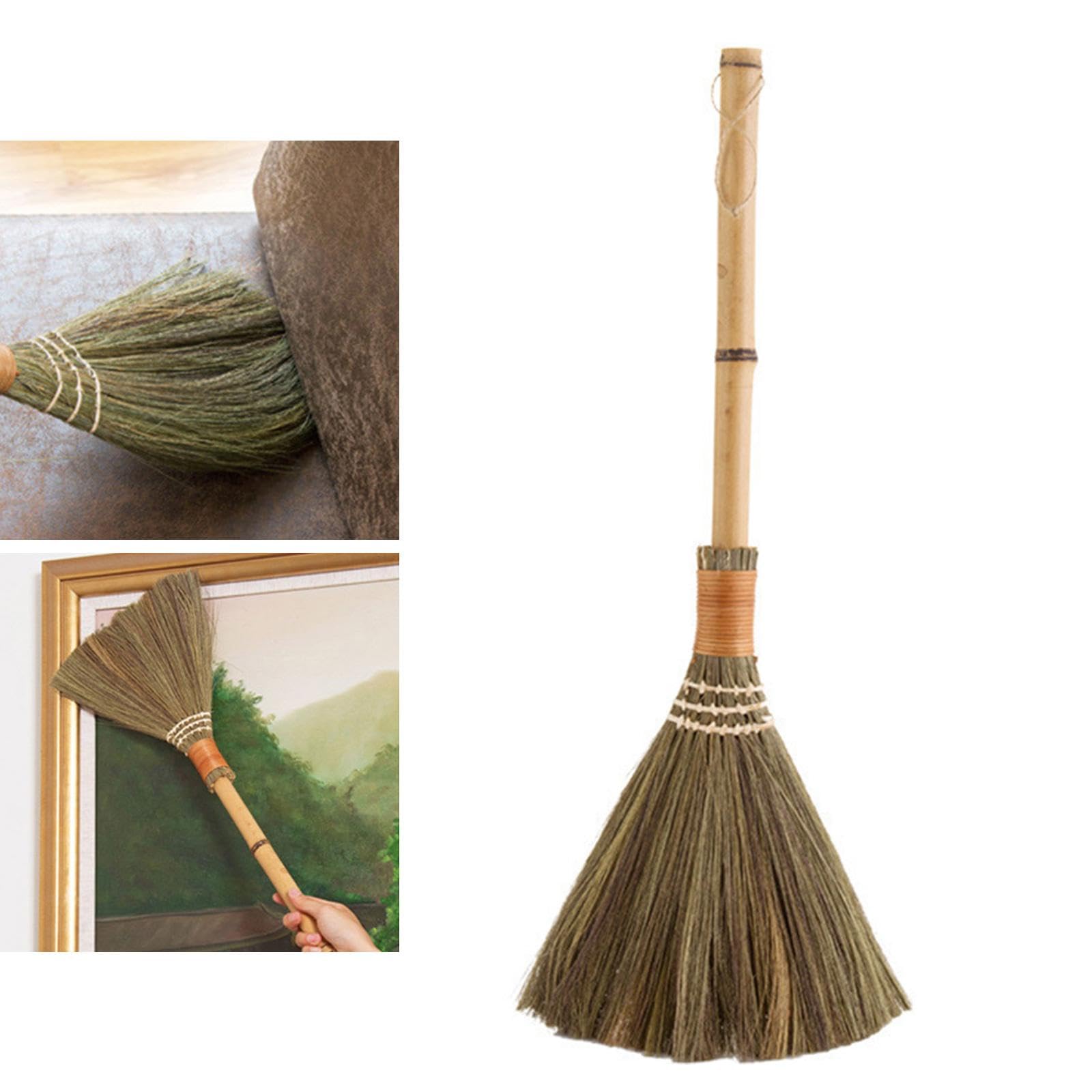 Escoba de Mano, Escoba de Mango de Madera, Escoba de Paja Decorativa Hecha a Mano de Fabricación Vietnamita para Limpieza de Pisos, para Interiores Y, Largo, Individual