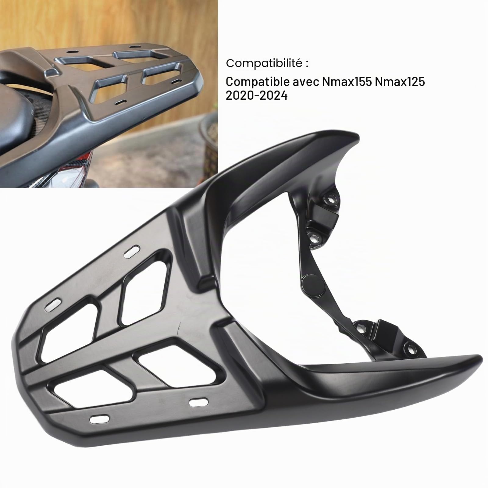 Rack de Bagages Arrière pour Nmax 125/155 Scooters Hourdeux en Aluminium Cargo Cargo Carrier Solide Support Bracket de Stockage avec monté