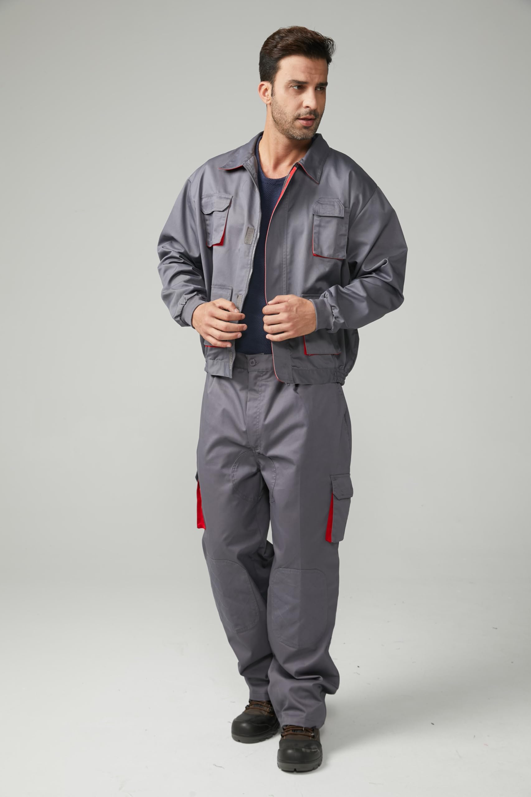 Chaqueta Trabajo Multibolsillos Profesional Industria Construccion Seguridad Cremallera Velcro Serie 884
