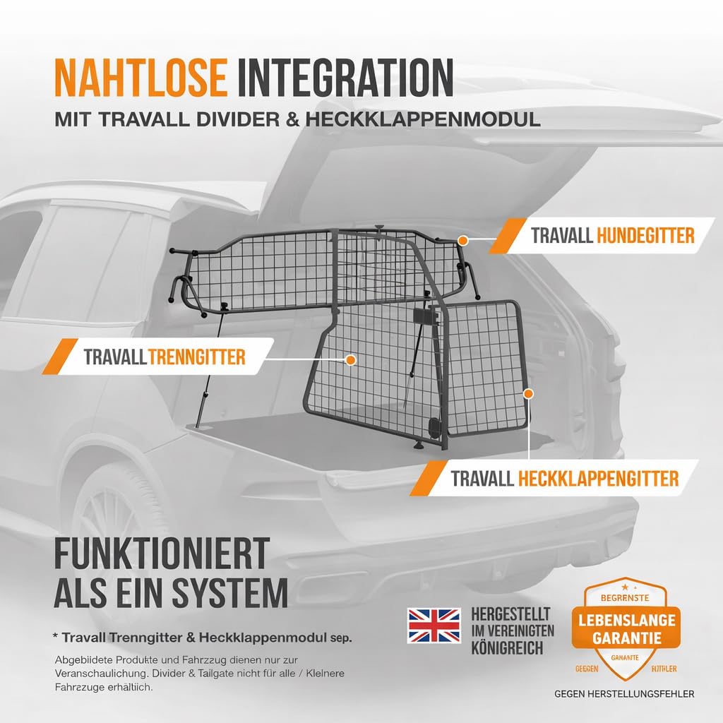 Travall Guard Griglia di Protezione Compatibili con Suzuki Vitara (2015-Corrente) TDG1504 – Griglia Divisoria Specifica in Acciaio Dolce