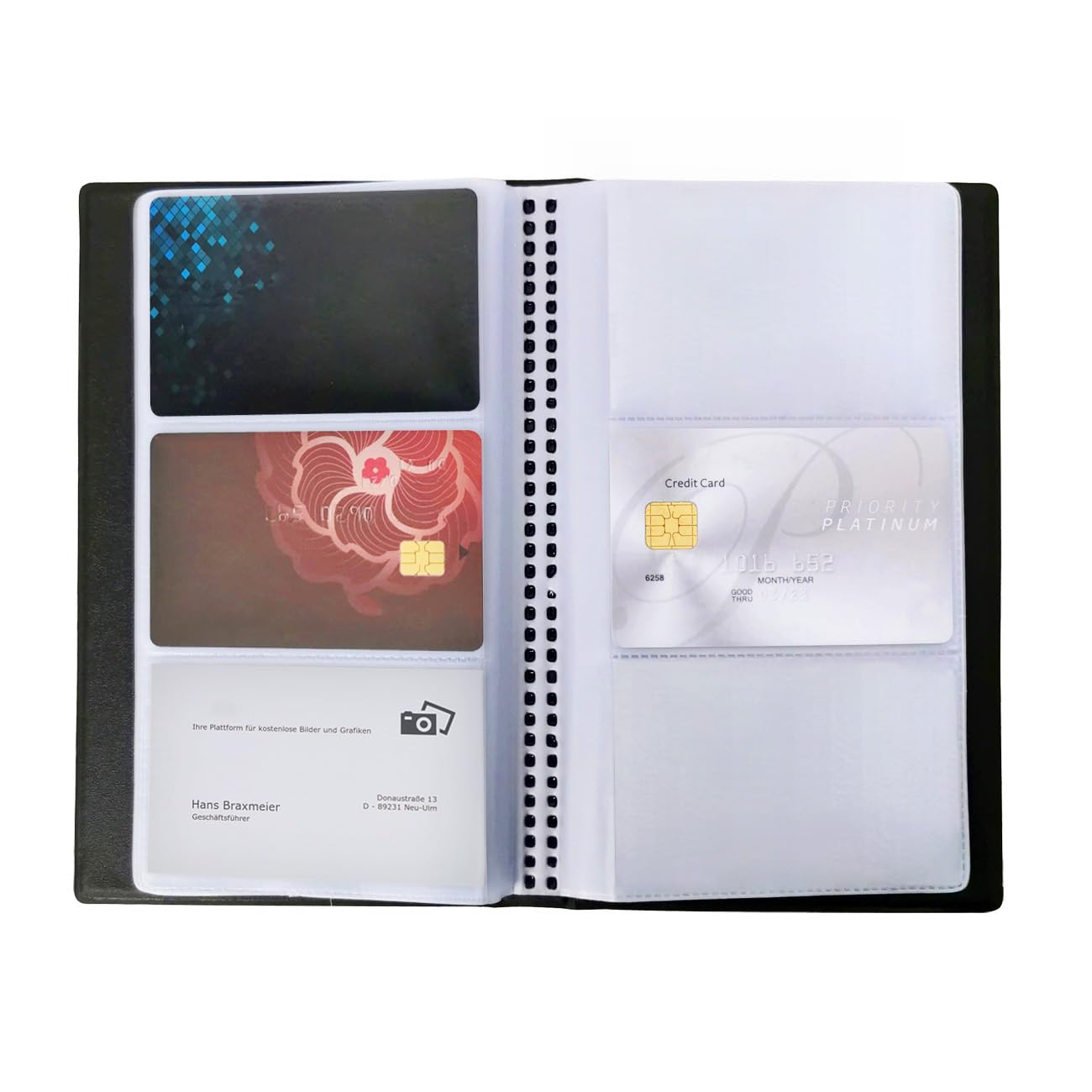 ZUFECYBusiness Card Organizer Business Card Holder Book, Portable Business Card Binder File Sleeve Storage, Professional Business Cards Book, Name Card Holder for Men & Women, 240 Cards, Black