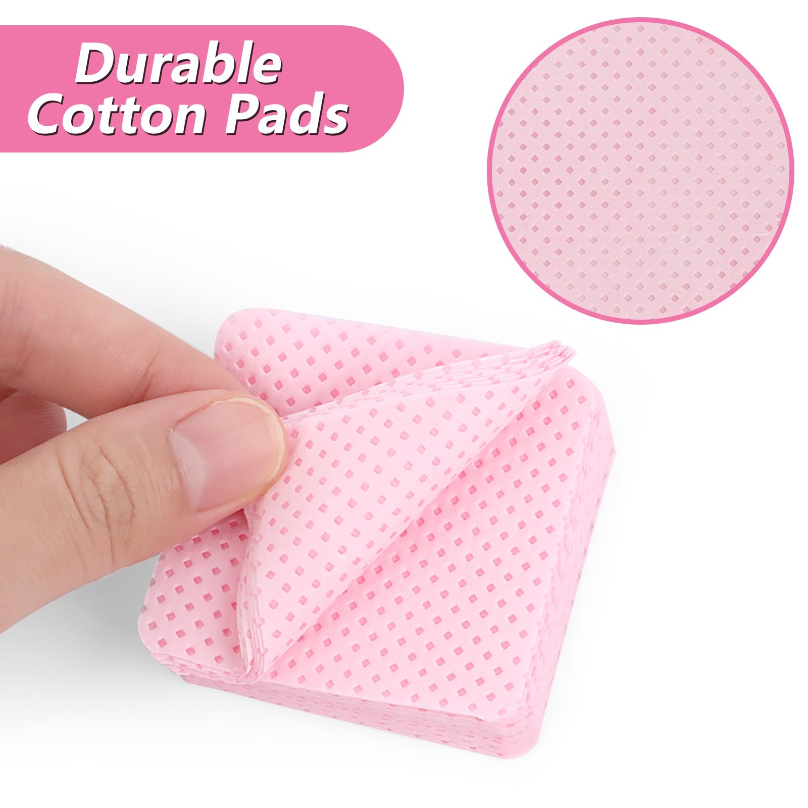 600 Pezzi Pad Unghie Senza Pelucchi, Tampone Salviette in Cotone per Unghie, Salviette per Unghie Prive di Lanugine, per Rimuovere Smalto, per Unghie fai da te e Saloni (Rosa & Bianco)