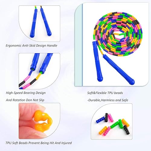Miniatura 2 de Cuerda de saltar larga, doble holandesa de 16 pies, paquete de 2 cuerdas de saltar segmentadas para niños y adultos