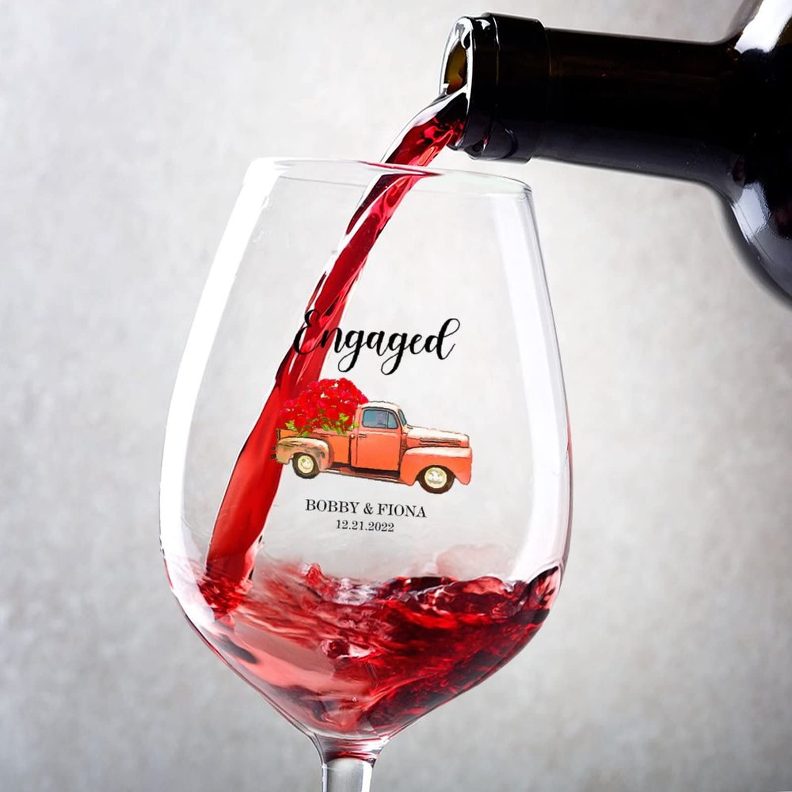Verres à vin personnalisés de 325 ml pour fiançailles et mariages