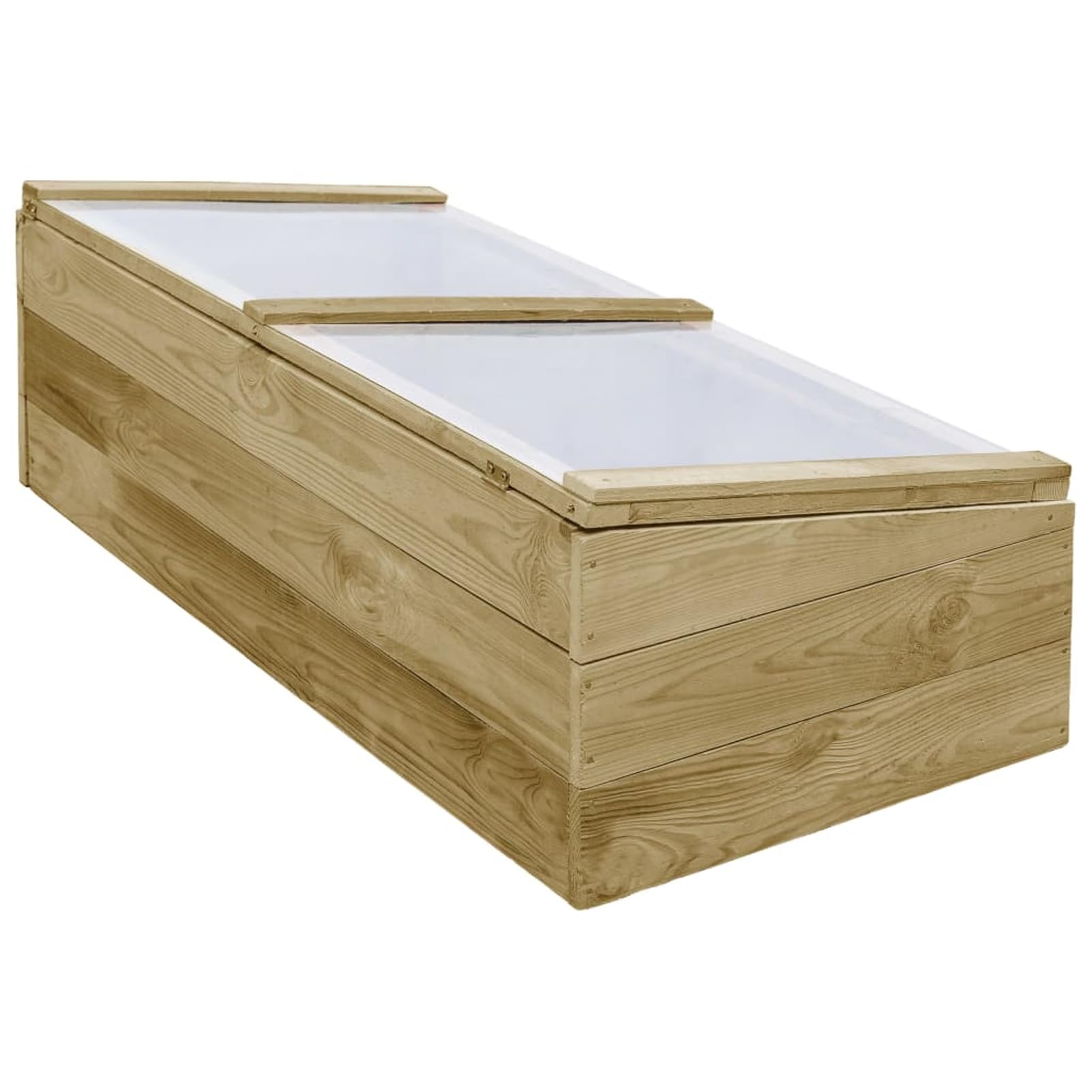 Szklarnia z impregnowanego drewna sosnowego z dachem, 100 x 50 x 35 cm, kolor naturalny – odporna na warunki atmosferyczne szklarnia ogrodowa na zioła i kwiaty