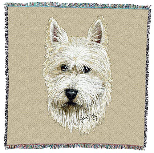 West Highland White Terrier - Robert May - Lap Square Cotton Woven Blanket Throw - Made in The USA (54x54)