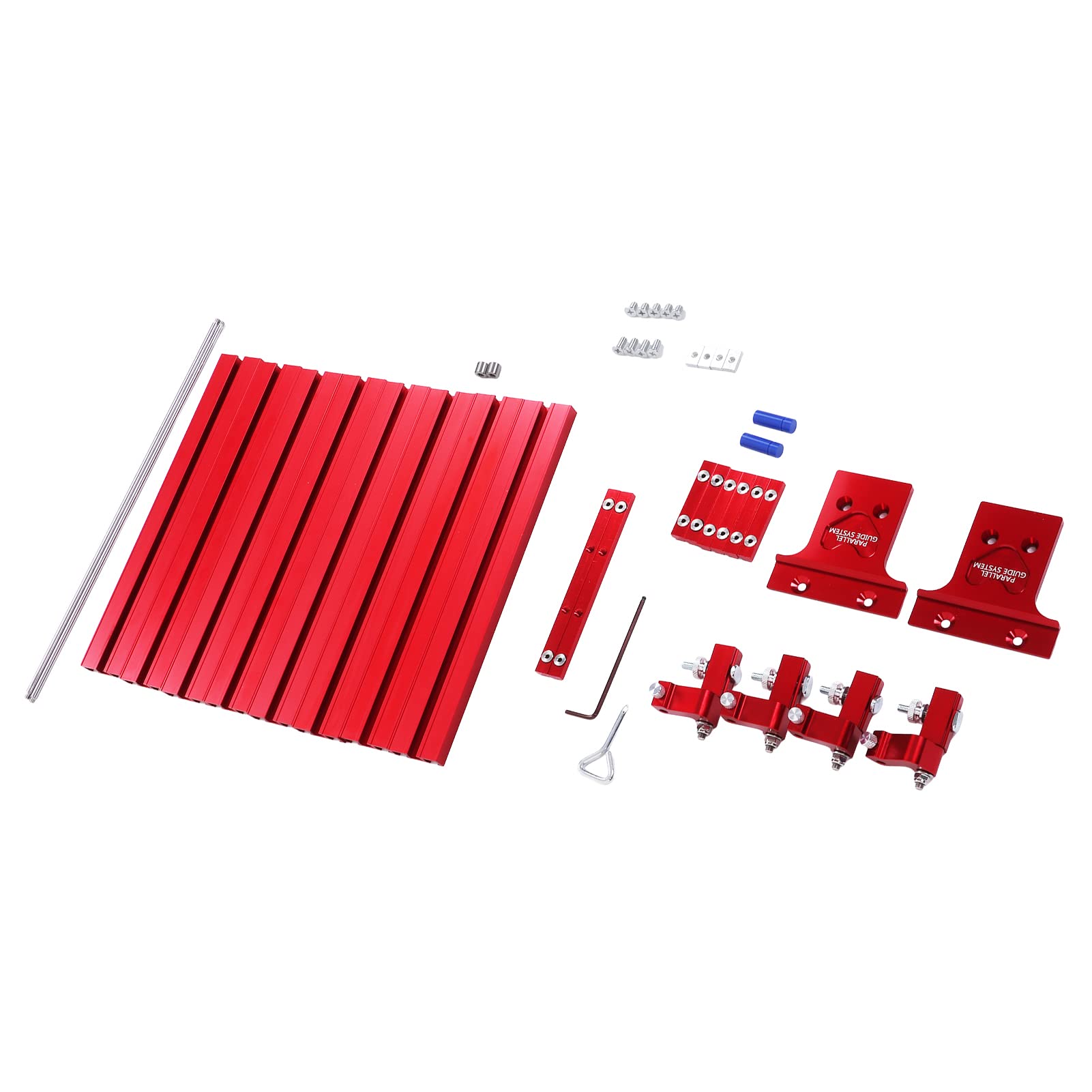 FTVOGUE Juego de Rieles Guía Paralelos Riel Guía de Sierra Circular de Aleación de Aluminio Barras Deslizantes de 375 Mm y 153 Mm 4 Topes Límite para Carpintería Grabado Diseño de Corte