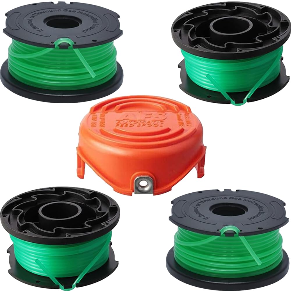 Ershengsan A6482 Strimmer Spool Line Compatible with Black & Decker GL7033 GL8033 GL9035 String Trimmer Strimmer, STC5433B Grass Trimmers with 90583594n Spool Cover(4 spools + 1 spool cover)
