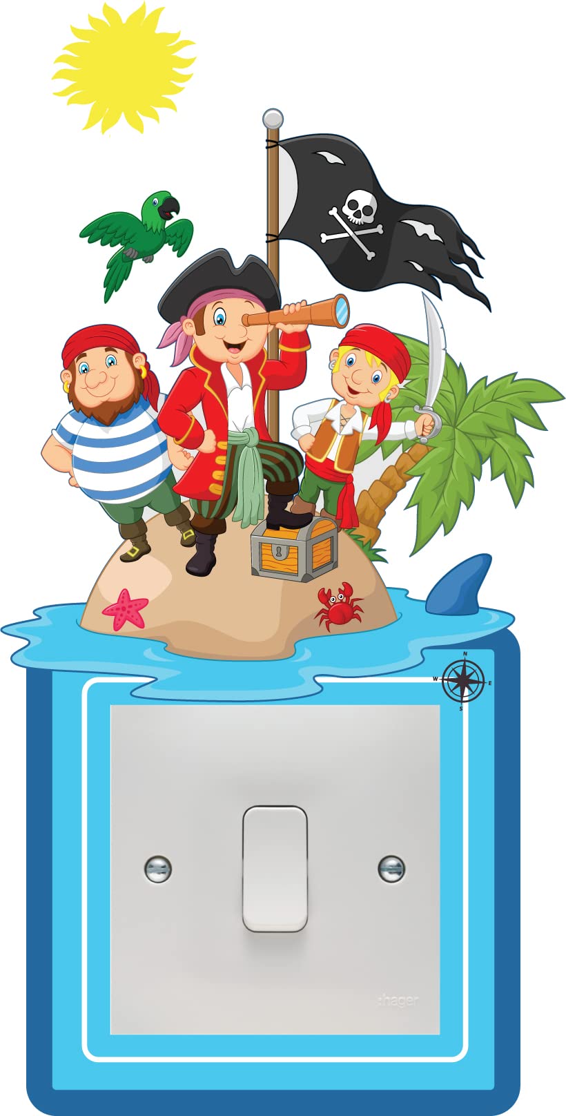 Pirate Light Switch Surround Art Vinyl Wall Stickers Children's Bedroom