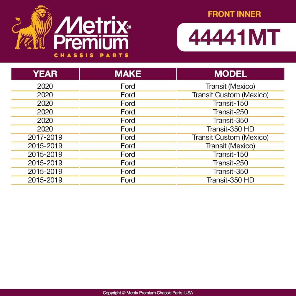 Metrix Premium Chassis Parts - Front Inner Tie Rod End Fits 15-20 Ford Transit-150, Transit-250, Transit-350, 20 Transit-350 HD, 17-19 Transit Custom (Mexico), Replacement EV801332, Made in Europe