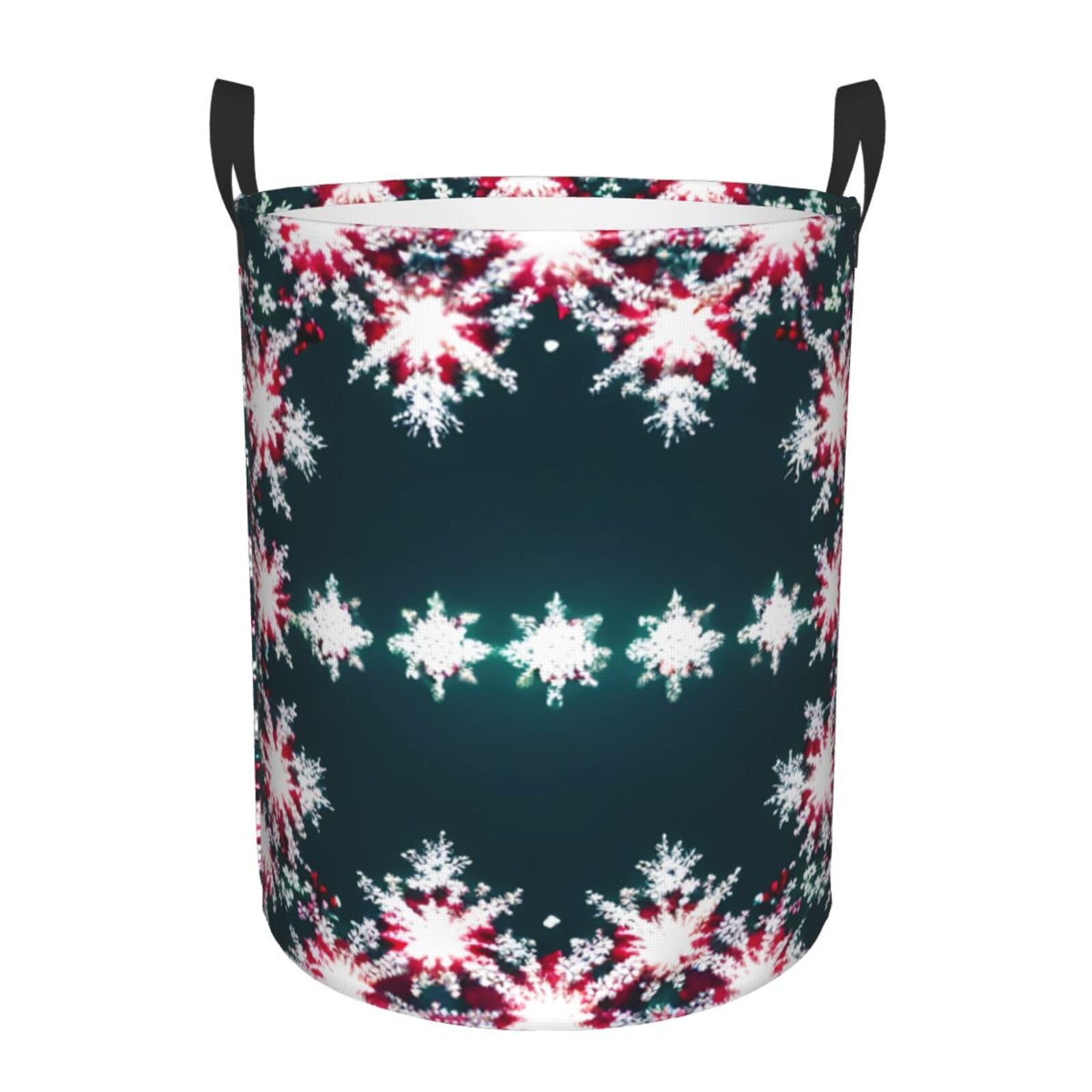 S Collapsible Round Merry Christmas Print Laundry Hamper