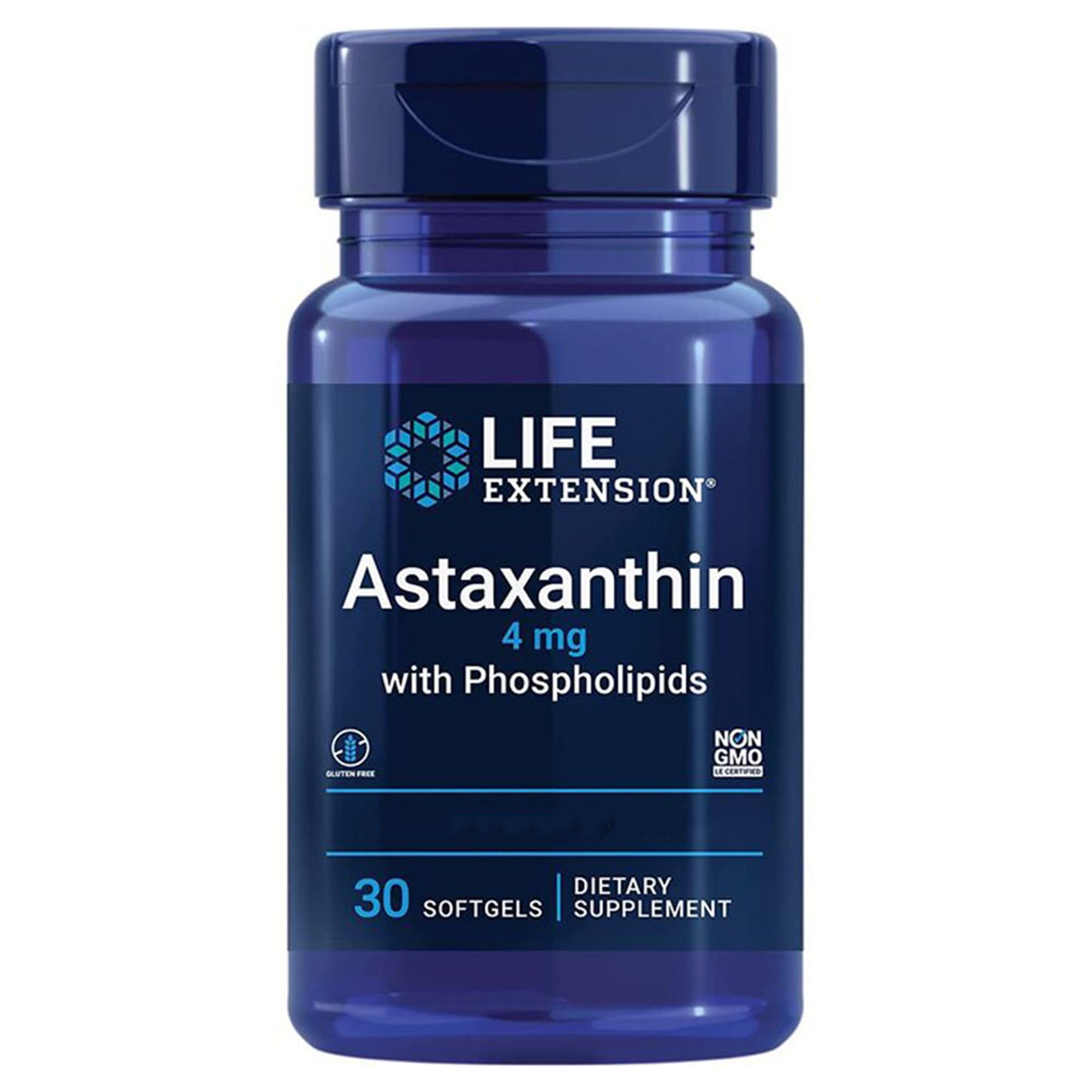 Life Extension, Astaxantina, 4mg, con Fosfolipidi, 30 Capsule molli, Testato in Laboratorio, Senza Glutine, Senza Soia, Non OGM